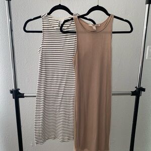White and Navy blue stripped racer back Midi & ribbed doubled lined midi size:S